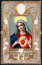 Pious image:"Virgin of Pain" Mater dolorosa.デンテレカード。クロモリトグラフ 20世紀初頭 個人蔵