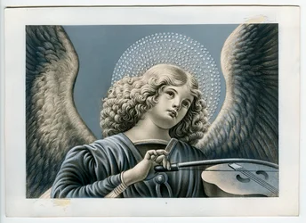 Pious image: a musician angel (print)