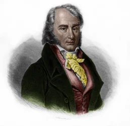 スイス生まれのフランス人貴族、思想家、作家、政治家であるベンジャミン・コンスタン（1767～1830）の肖像。ルイ・ド・コルメナン・ティモンの「LIBRE DES SPORERS」に掲載されています。1842.個人蔵。