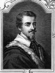 イタリアの画家、カミッロ・プロカッチーニ（1551-1629）の肖像。1859年、アルマンドーによる「ヨーロッパの画廊-イタリア」に掲載された版画。個人蔵。