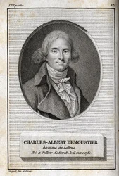 Charles Albert Demoustier (1760-1801) フランスの作家の肖像。Charles Albert Demoustier (1760-1801)の「Lettres a Emilie sur la mythologie」に掲載されている1819年の版画。個人蔵。