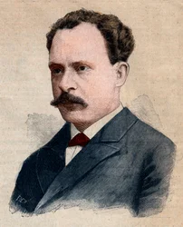 爆発物を専門とする化学者、ユージン・ターパン（1848-1927）の肖像。1891年の「Le petit Parisien」誌に掲載された版画。個人蔵。
