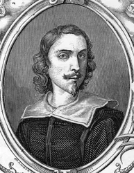 フランチェスコ・アルバーニ（1578-1660）の肖像は、アルバニア人でイタリア人の画家と言われています。1859年、アルマンドーの「ヨーロッパの画廊-イタリア」に掲載された版画。個人蔵。