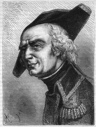 リュック・シメオン・オーギュスト・ダゴベール将軍（1736-1794）の肖像。アドルフ・ティエール著『フランス革命史』（1866年）に掲載された版画。個人蔵。