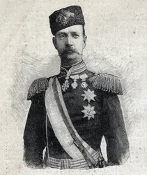 ギリシャ王ジョージ1世（1845-1913）の肖像。"Le Peute Parisien "に掲載されたエングレーヴィング