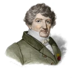 フランスの古生物学者ジョルジュ・キュヴィエ（1764-1832）の肖像。