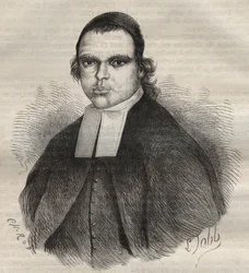 ルイ・ボナフーの肖像。修道名はレオタード修道士で、強姦と殺人の罪に問われた。1850年1月27日、トゥーロンの流刑地で死亡。ピエール・ザコンヌ（1817-1895）著『Histoire des bagnes depuis leur création à nos jours』（1877年）所収の版画（流刑地 - Pe