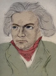 ルートヴィヒ・ヴァン・ベートーヴェン（1770-1827）の肖像 ドイツの作曲家 - 20世紀初頭の匿名のドローイング - 個人のコレクション - Yahoo!