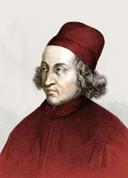 マルシリオ・フィチーノ（フランス語ではMarsile Ficin）（1433 - 1499）の肖像、18世紀のエングレーヴィング。