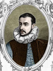 パオロ・カリャーリの肖像」は、パオロ・ヴェロネーゼ（1528-1588）イタリアの画家。1859年、アルマンゴーの「ヨーロッパの画廊-イタリア」に掲載された版画。個人蔵。