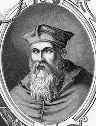 Sebastiano Luciani dit Sebastiano del Piombo (1485-1547) イタリアの画家の肖像。1859年、アルマンドーの「ヨーロッパの画廊-イタリア」に掲載された版画。個人蔵。