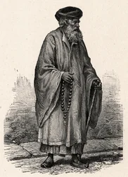 エジプト・ジフテ出身のカトリック・コプト教徒の肖像。Louis-Eugene (Louis Eugene) Louvetによる「Les Missions Catholiques au XIXeme Siecle」に掲載された版画。