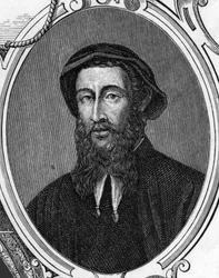 イタリアの画家、ジョヴァンニ・アントニオ・デ・ザッキス（1483-1539）の肖像。1859年、アルマンドーによる「ヨーロッパの画廊-イタリア」に掲載された版画。個人蔵。