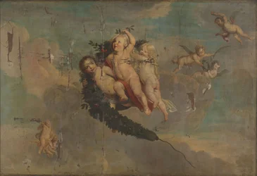 綵絵のプッティ 1650年頃 油彩・カンヴァス