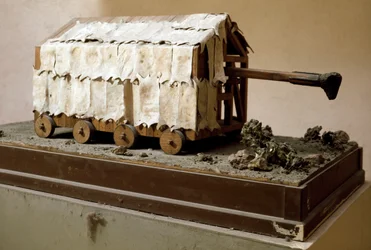 カルタゴ人が発明し、ローマ軍団が採用した戦闘機、ベリエを復元したもの。ローマ ローマ市民博物館