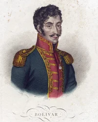 シモン・ボリバル (1783-1830) - 匿名 - 1825 - エッチング、水彩 - 16,6x12 - 個人蔵