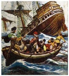 ペトロール号の沈没 1908年「海賊モーガンの冒険」より挿絵