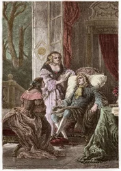 フランスの作家、フランソワ・ド・ラ・ロシュフーコー公爵（1613-1680）、セヴィーニュ侯爵夫人（1626-1696）、ラ・ファイエット伯爵夫人（1634-1693） - P. Philippoteauxの後にHildebrandが描いた版画 - （フランソワ・ド・ラ・ロシュフーコー公爵（1613-1680）、Marc.