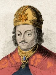 賢明なカスティーリャ王アルフォンソ10世(Alfonso X el Sabio) (1221-1284) 19世紀のエングレーヴィング。ミラネーゼ