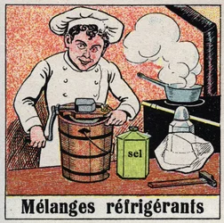 冷凍産業：調理に使用される冷媒混合物。1925年の匿名のイラスト。個人蔵。