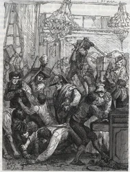 衛兵家具の盗難（現在のHotel de la Marine, Place de la Concorde） - 1792年9月11日から17日までの1週間に、ポール・ミエットに依頼された楽団がパリのHotel du Gard-Meuble de la Couronneでダイヤモンドの一部を盗んだ。