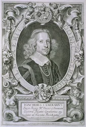 ヨアヒムカメラリウス、「イラストリアスな男性の肖像」から、Petrus de Iodeによって彫刻され、1706年に出版