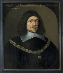 マクシミリアン・フォン・ウント・ツー・トラウトマンスドルフ（1584-1650）の肖像」ヒュッレ、アンセルム・ファン、アフター（1601-1674年以降）によるもの。油彩・キャンバス寸法：73x63cmストックホルム国立博物館
