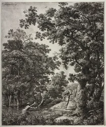 Ovid の Metamorphoses のシーンを含む 6 つの大きな直立した風景: Alpheus と Arethusa