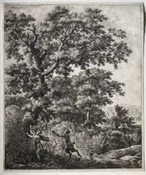 Ovid の Metamorphoses: Pan and Syrinx のシーンを含む 6 つの大きな直立した風景