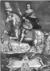 第一代バッキンガム公ジョージ・ヴィリアーズ（1592-1628）の騎馬像、ウィレム・ド・パッセ（1598-1637）による1625年の彫像