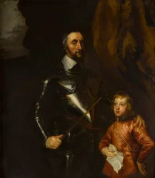 アランデル伯トーマスの肖像と孫の一人（1592-1646）、1620-41年頃（キャンバスに油彩）