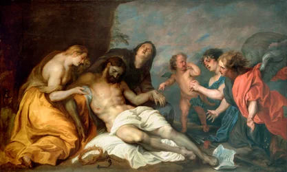 ""Lamentation sur la mort du christ"" (The Lamentation over Christ) Anthony (Anton or Antoon) Van Dyck (1599-1641) による絵画 キャンバスに油彩 ca 1637-1640 Dim 156.5x257 cm Museo de Bellas Artes de Bilbao
