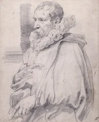 若き日のピーテル・ブリューゲル（白紙に黒チョーク