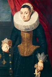 アントン・ヴァン・ダイク（1599-1641）の弟子による「女性の肖像」、油彩・キャンバス。