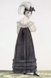 ジョルジュジャックガティーヌ（1773-1831）によって刻まれた、ベルベットモーニングドレスの女性、「すばらしい、素晴らしい」のプレート24、パブ。パリ、1797（アクアチントの彫刻）