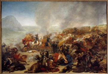 エジプトのキャンペーン（遠征）（1798年〜1801年）。"The Battle of Nazareth on 08/04/1799" この戦いでは、将軍ジャン・アンドーシュ・ジュノ（Jean-Andoche）（1771-1813）が勝利を収めました。アントワーヌ・ジャン・グロ（1771-1835）による絵画 1801年 日1,35x1,95 m Nantes, Musee des B