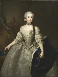 Louise Ulrique de Prusse, reine de Suede et Finlande - スウェーデンの女王であるプロイセンのルイサ・ウルリカ（1720-1782）の肖像画、ペスネ、アントワーヌ（1683-1757）作。油彩・キャンバス寸法：145x110cmストックホルム国立博物館