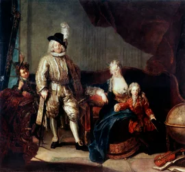 エルラッハ男爵とその家族の肖像、c1710