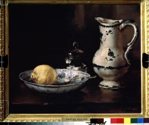 静物。 Antoine Vollon (1833-1900) による絵画。 キャンバスに油彩、38 x 46 cm。 19世紀フランスの芸術。 プーシキン美術館、モスクワ。