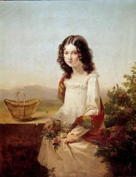 Lise Aubin de Fougeraisの肖像 Hortense Haudebourg Lescot (1784-1845) 画 1817 Sun. 0,4x0,32 m .