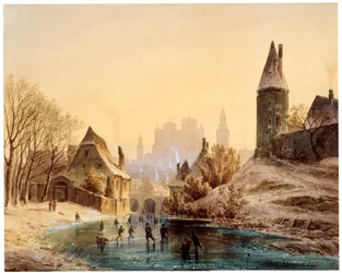 川でスケートリンク、1855。