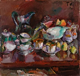コーヒーカップのある静物 - アントンファイスタウアー（1887-1930）による絵画