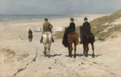 ビーチでの乗馬。 1876