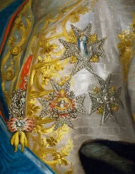 ドン・ルイス・アントニオ・ハイメ・デ・ブルボンの肖像」アントン・ラファエル・メングス作、細部、1774年頃、油彩・キャンバス