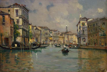 Riva degli Schiavoni、ヴェネツィア（木に油彩）