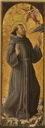 Saint Francois - Saint Francis of Assisi par Romano, Antoniazzo (1430/35-1508).木に油彩、サイズ：173x61,5、リーティ市市民博物館蔵