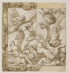 精巧な額縁の獅子の穴にいるダニエル