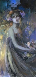 花を持つ女性