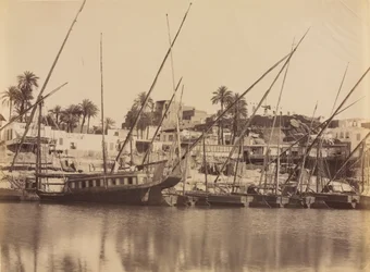 アスワンの眺め-ナイル川沿いc。 1870年代-1880年代。