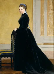 アントニオ・チセリ（1821-1891）の「婦人の肖像」のスケッチ、油彩・キャンバス、31x23cm